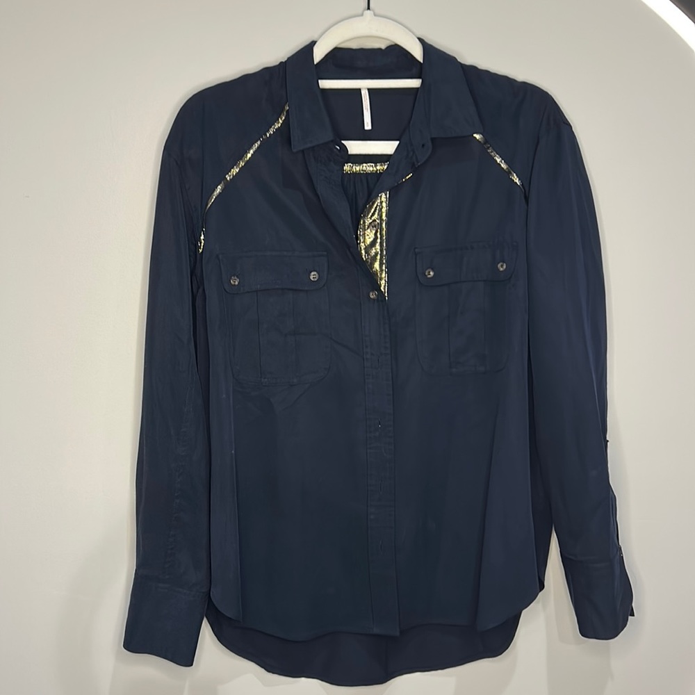 Almost new Free People Navy Blue blouse size small